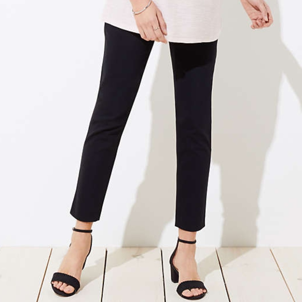 LOFT Petite Maternity Skinny Ankle Pants – Black | Size 8PM | Stretch Belly Pane